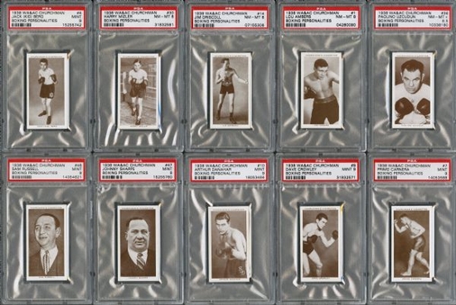 1938 Churchman’s Cigarettes Boxing Personalities PSA Graded Complete Set of 50 Cards  